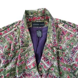 August Silk Vintage Women's Lightweight Silk Paisley Blazer Lined Size Medium